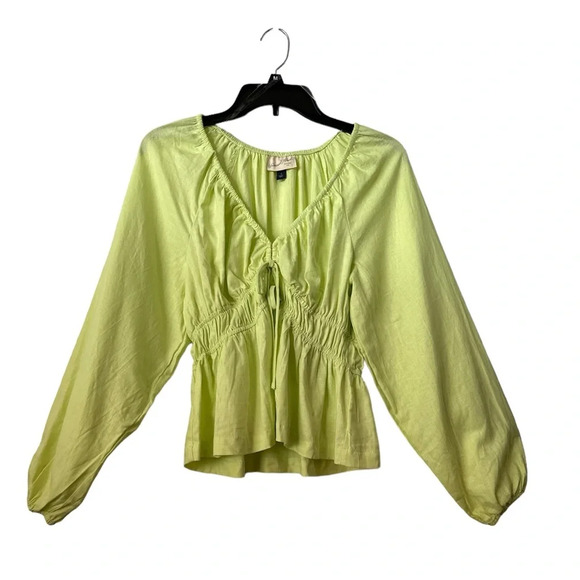 UNIVERSAL Thread Apple Green Front Tie Long Sleeves Large Top - Picture 1 of 6